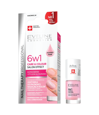Eveline Nail Therapy 6 in 1 Care & Colour Shimmer Pink 12ml 