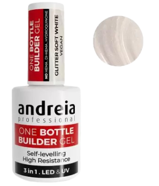 Andreia One Bottle Builder Gel - Glitter Soft White         