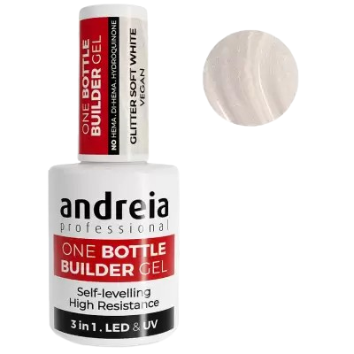 Andreia One Bottle Builder Gel - Glitter Soft White