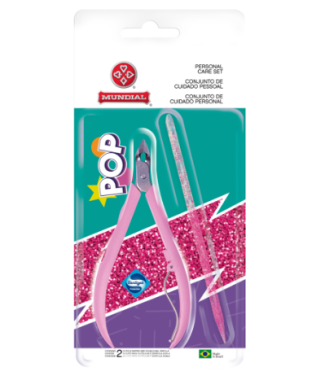 Mundial Kit Pop Cuidado Unhas Alicate Espatula Ref.751RO    