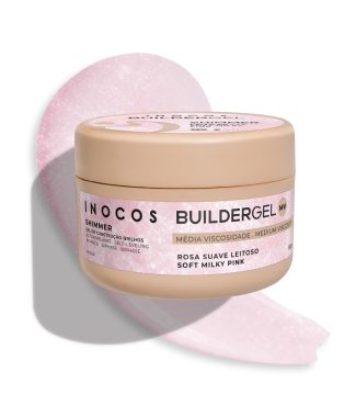 Inocos Builder Gel Medium Shimmer Rosa Suave Leitoso 50gr   