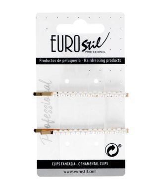 Eurostil Clip Dourado com Perola 2un Ref.06932